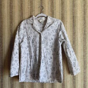 Melrose Studio Women’s Top Linen Cotton Blouse Size Small White Long Sleeve